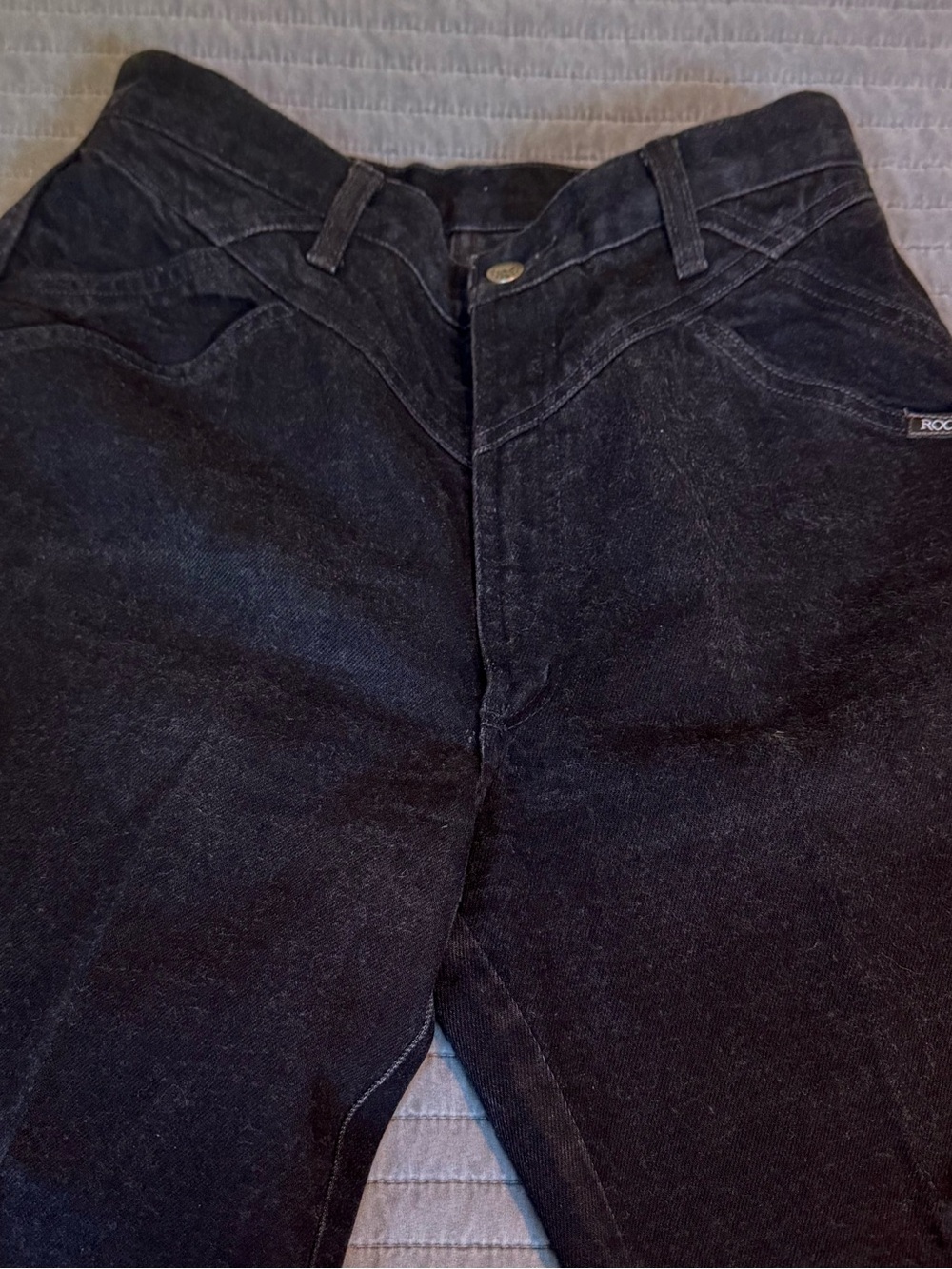 Vintage ROCKIES- Rocky Mountain black bare back high rise western jean 32/34 - Picture 2 of 12